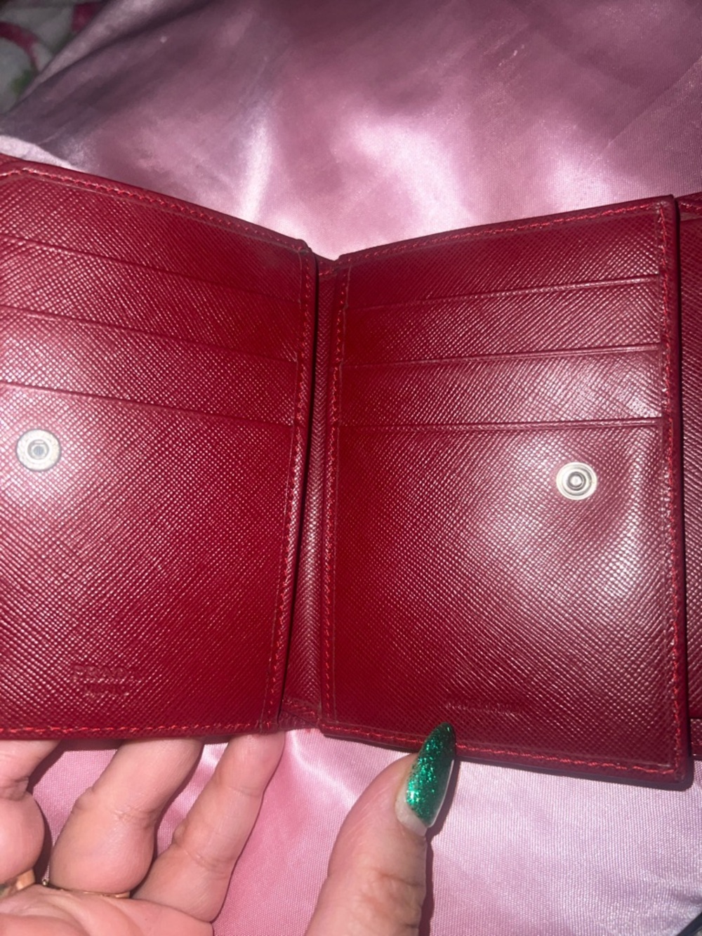 Prada Red Triangular Logo Compact Wallet - Picture 2 of 5